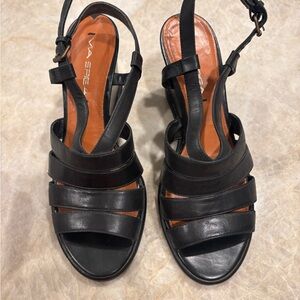 Via Spiga Black Leather Strappy Sandals